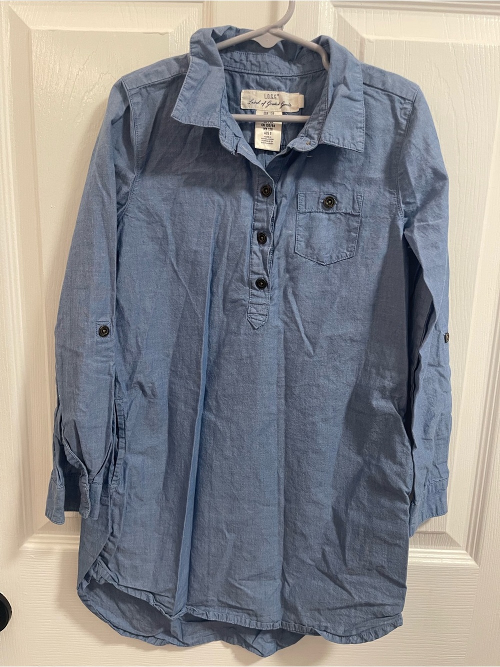 H&M Blue Chambray Button-Front Tunic Dress